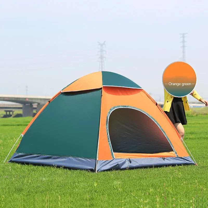 Outdoor Camping Folding Fully Automatic Tent 3-4 Person Beach Simple Quick Opening Light Outdoor Backpack Tent Family Camping